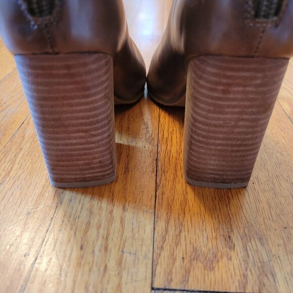 Antelope Leather Peep Toe Ankle‎ Boots Block Heel 39 Back Zip 8 8.5 - Picture 11 of 11